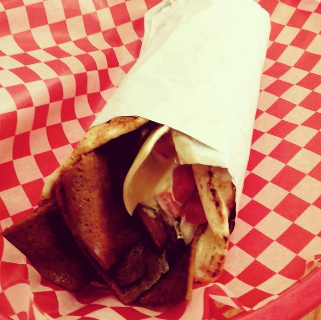 Our donair wrapped in paper.